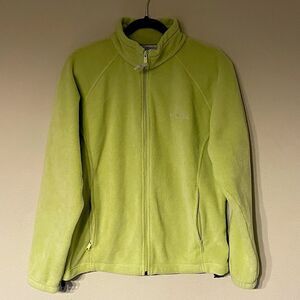Womens, Lime-Colored, Fleece, Columbia Jacket. Size Large.